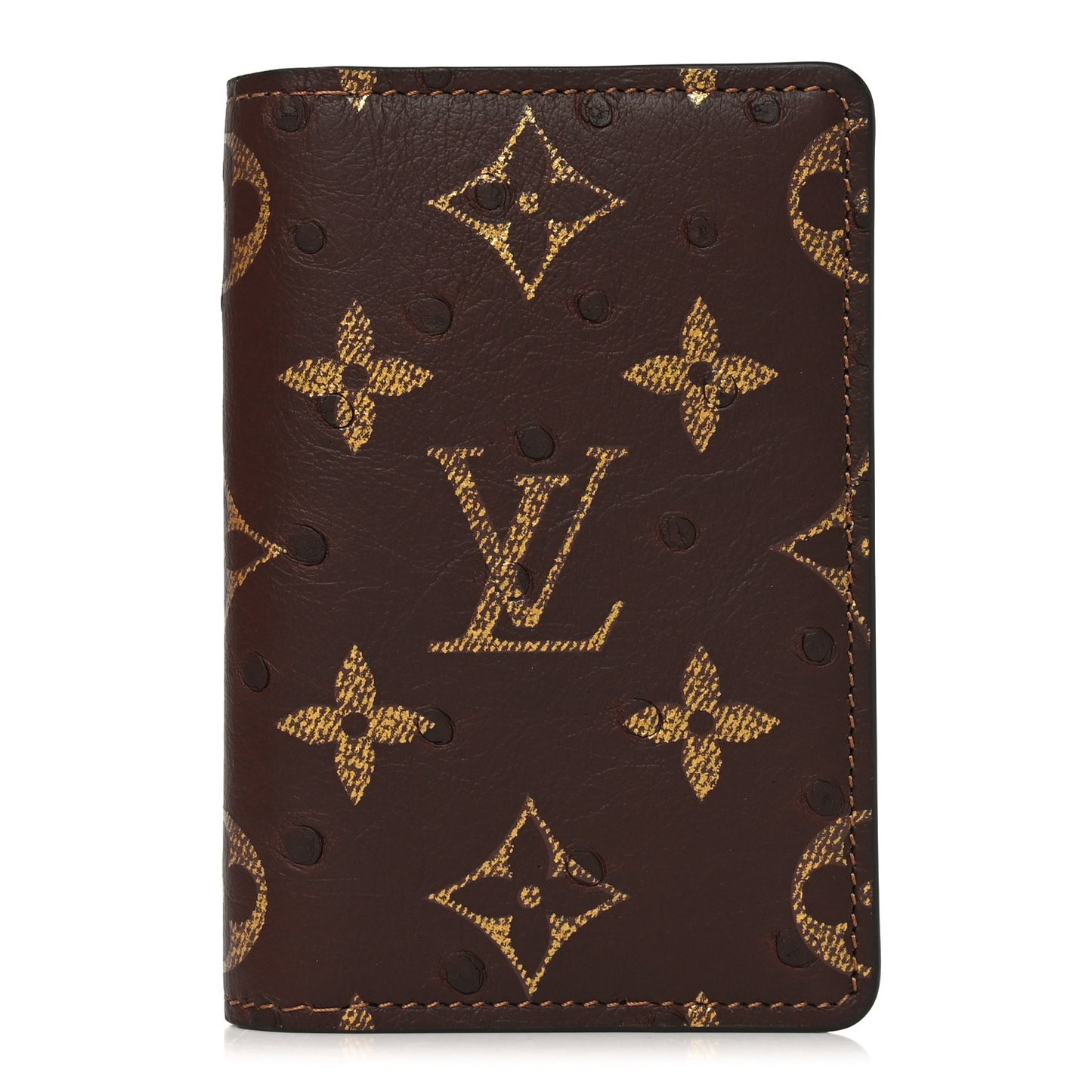 Ostrich Monogram Pocket Organizer NM