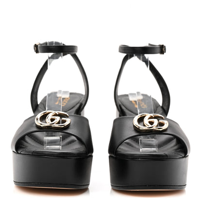 Gucci Calfskin GG Charlotte Ankle Wrap 30/85mm Platform Sandals 37.5 Black 2 of 10