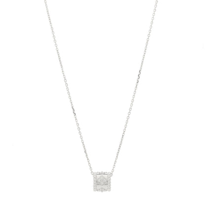 Van Cleef & Arpels 18K White Gold Diamond Small Perlee Clovers Pendant Necklace 1 of 5