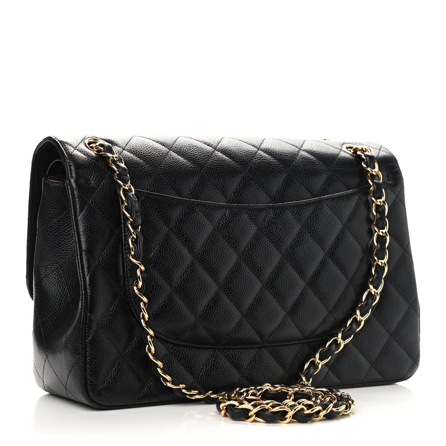 Caviar Quilted Jumbo Double Flap Black