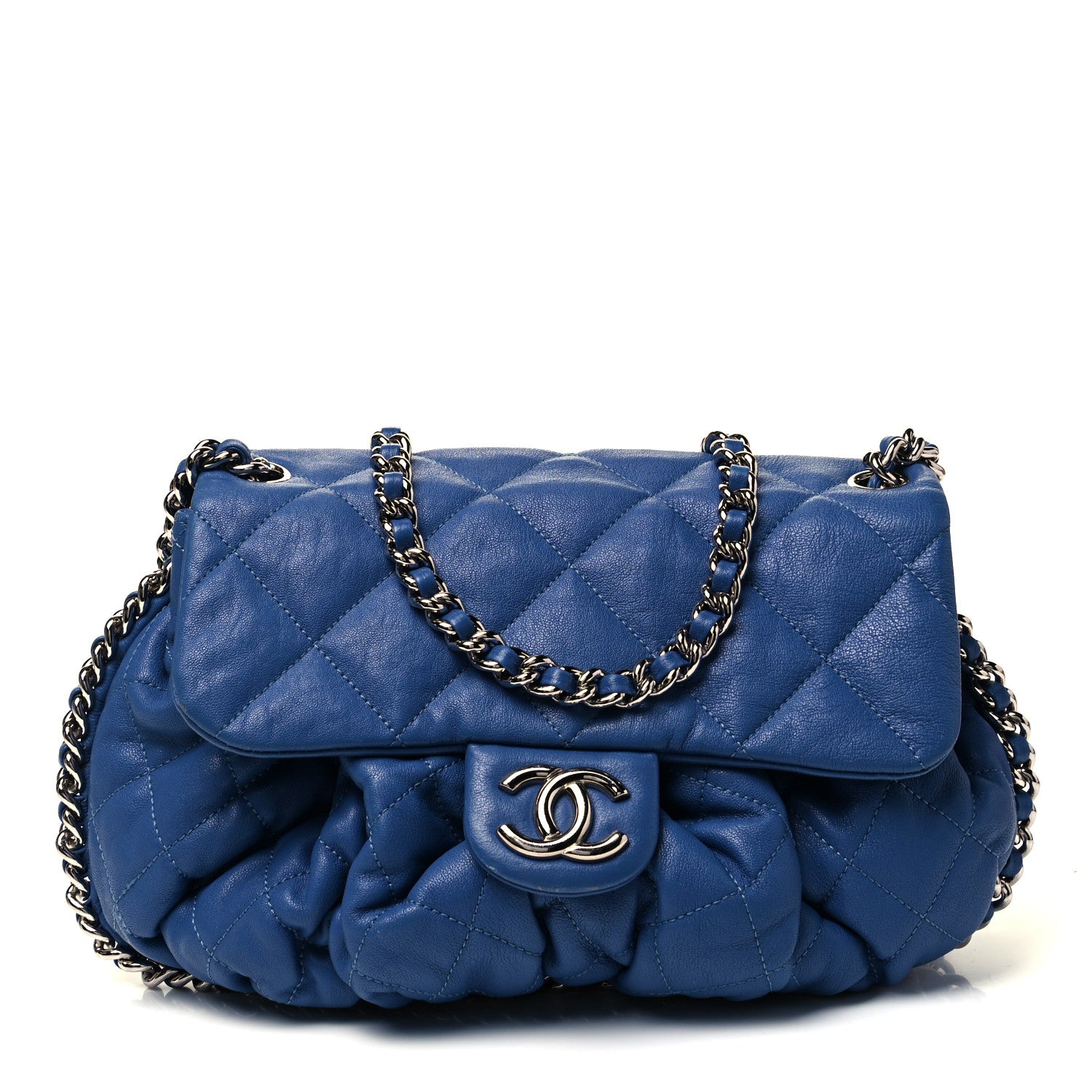 Chanel Washed Lambskin Quilted Medium Chain Around Messenger Blue 1 of 9