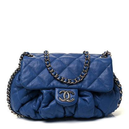 Chanel Washed Lambskin Quilted Medium Chain Around Messenger Blue 1 of 9