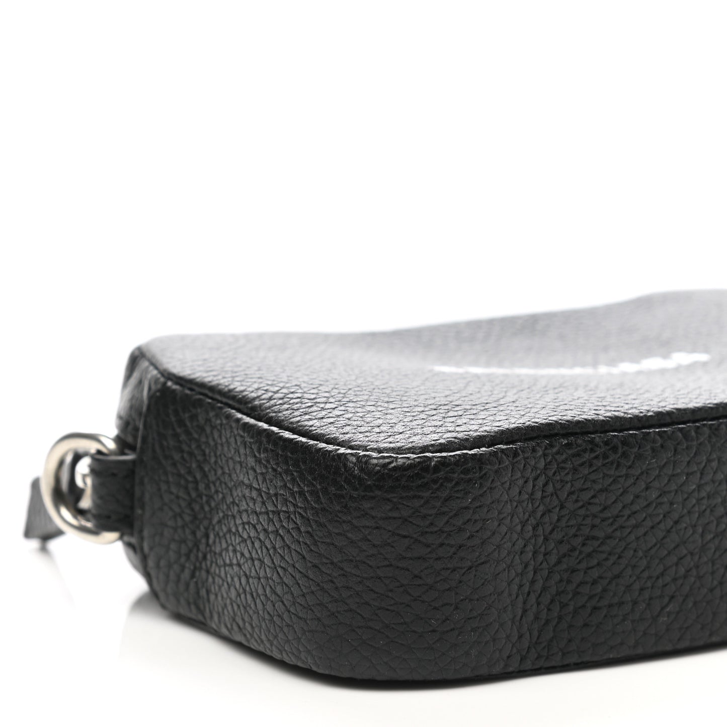 Grained Calfskin Logo Mini Cash Crossbody Pouch Black White