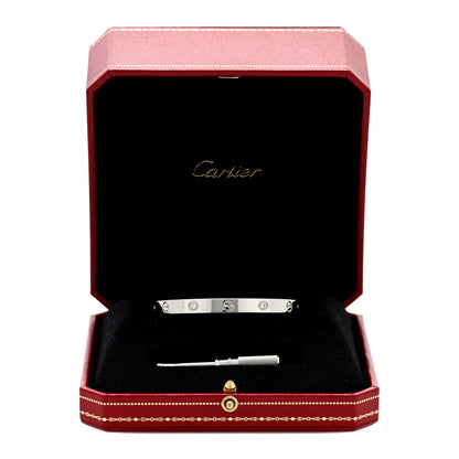 Cartier 18K White Gold 4 Diamond LOVE Bracelet 17 5 of 5
