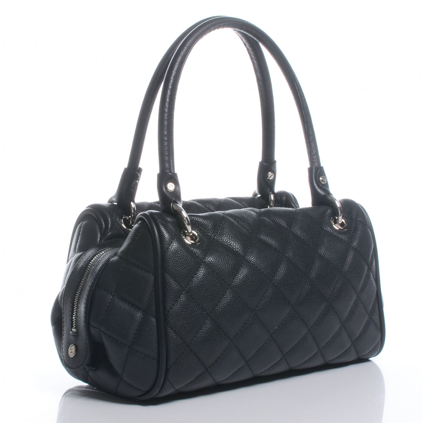 Caviar Quilted Timeless Bowler Black