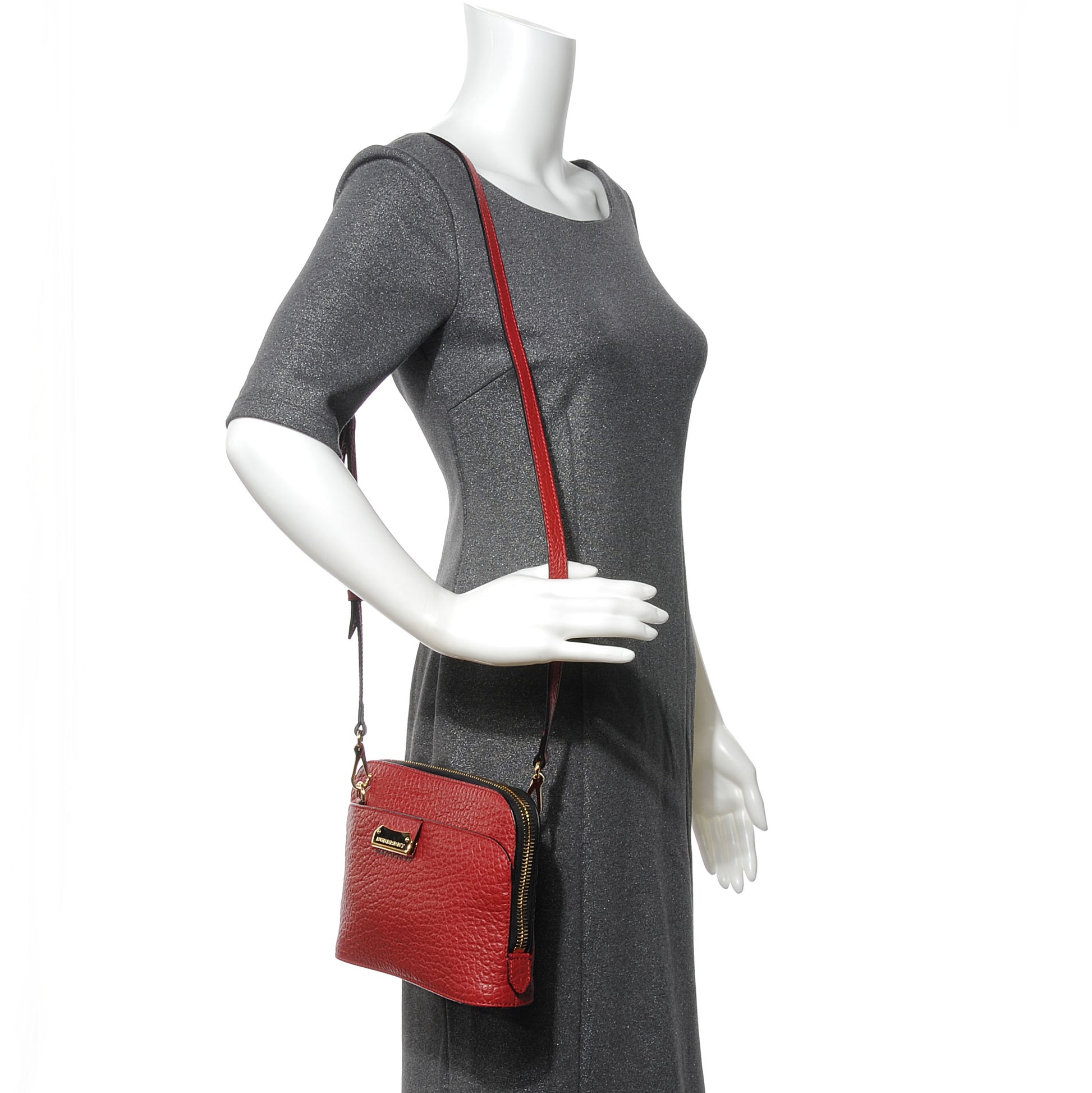 Burberry Grained Leather Harrogate Small Crossbody Military Red 2 of 8