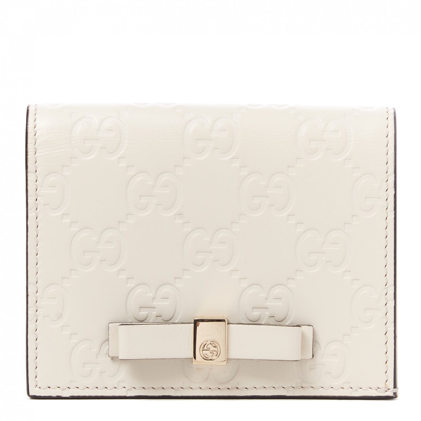 Guccissima Signature Bowy Card Case Wallet White