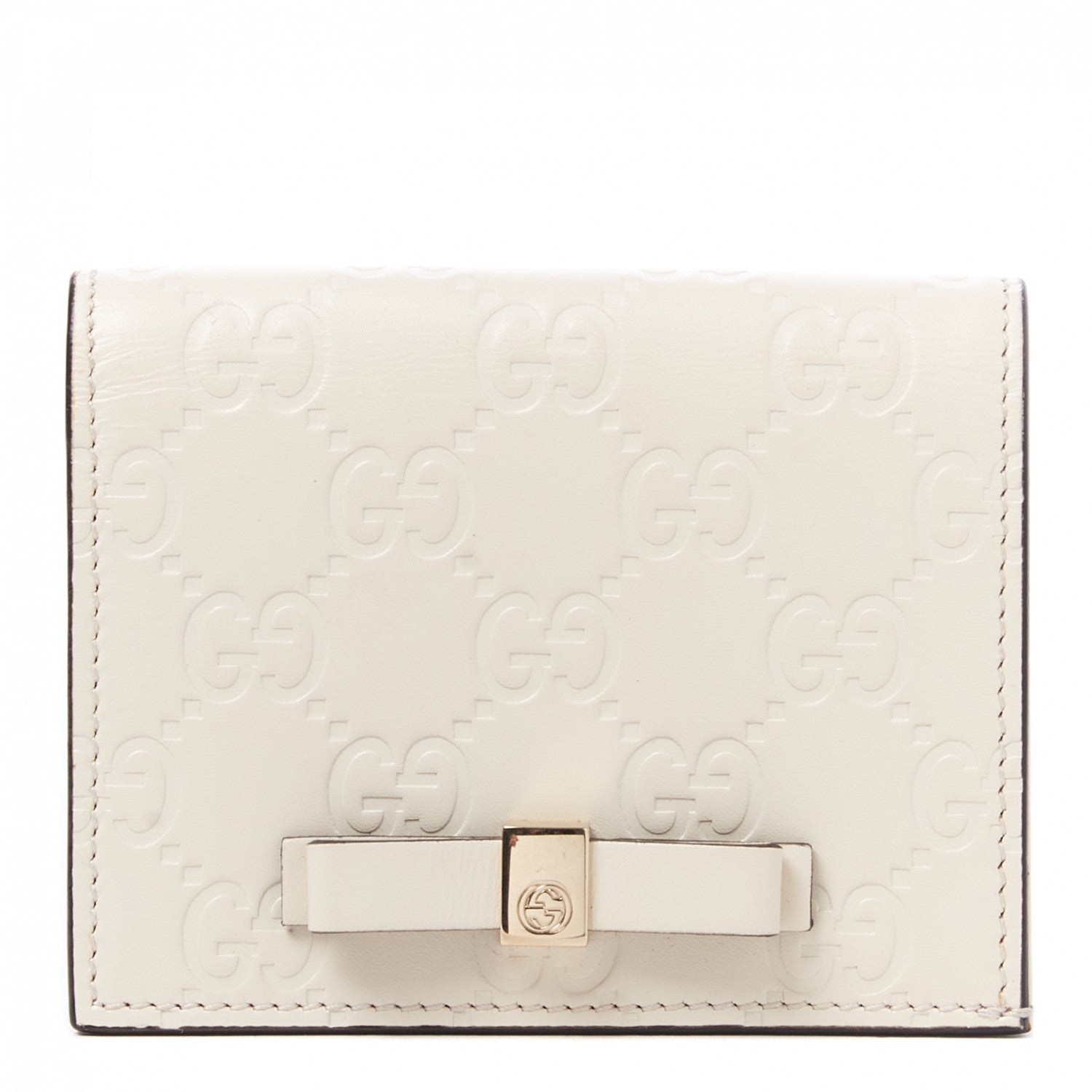 Gucci Guccissima Signature Bowy Card Case Wallet White 1 of 7