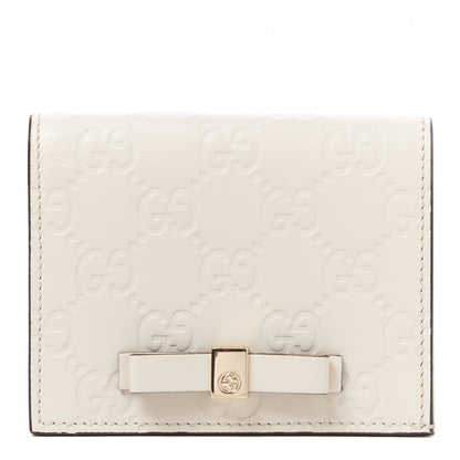 Gucci Guccissima Signature Bowy Card Case Wallet White 1 of 7