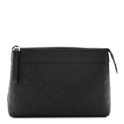 Louis Vuitton Shadow Calfskin Monogram Pochette Voyage Souple Black 1 of 6