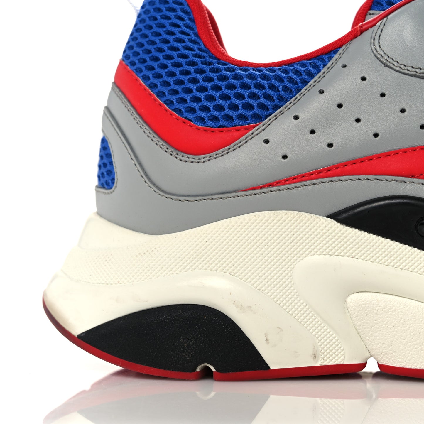 Technical Mesh Calfskin Mens B22 Sneakers 45 Red Blue Grey