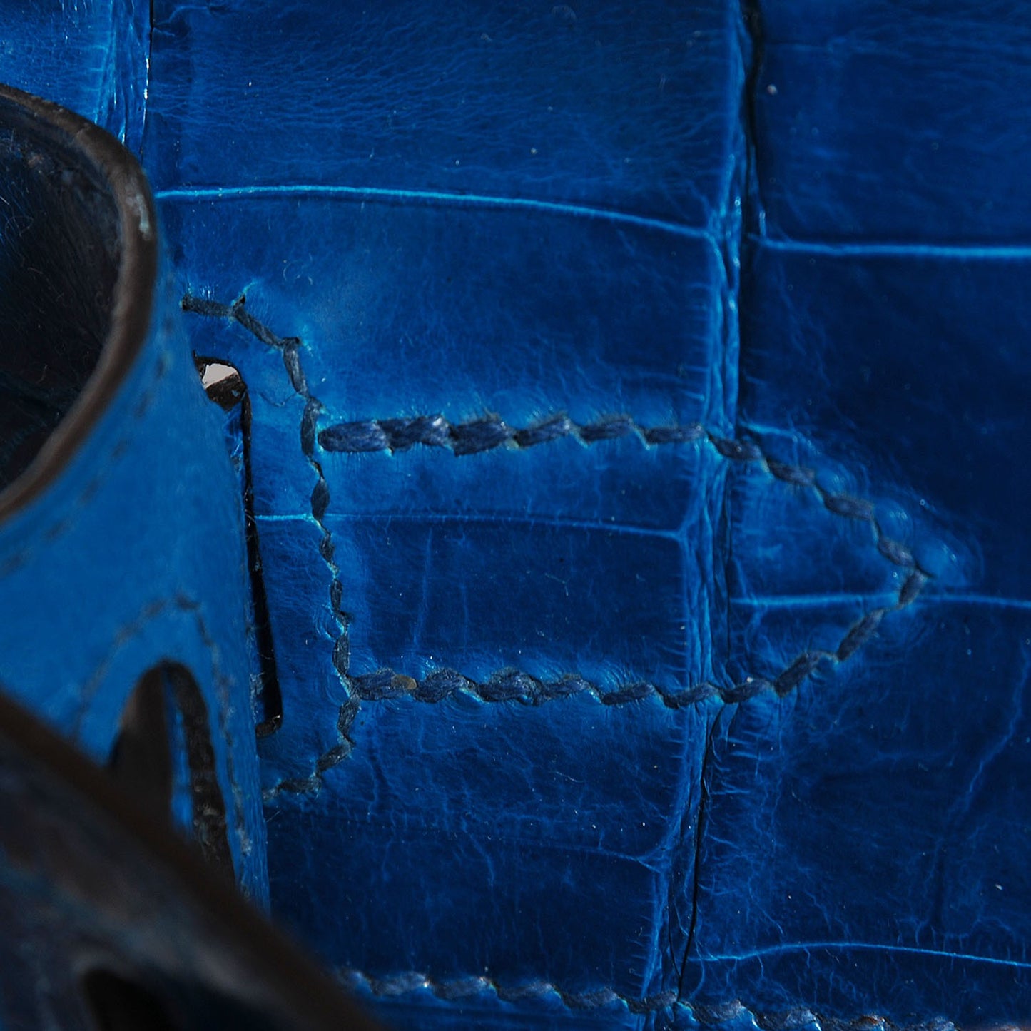 Shiny Niloticus Crocodile Kelly Cut Pochette Bleu Izmir