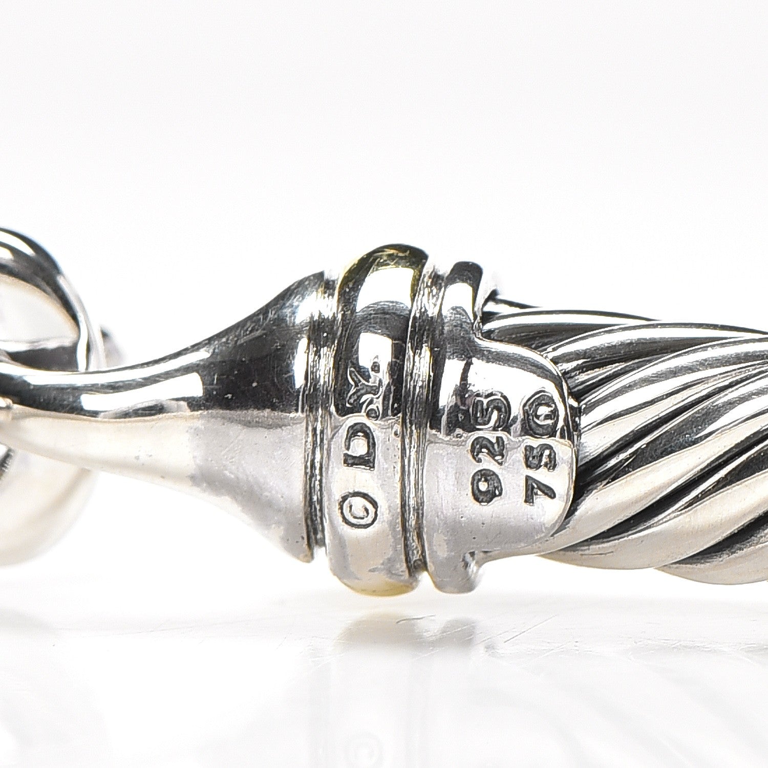 David Yurman Sterling Silver 18K Yellow Gold 5mm Cable Classic Buckle Bracelet 3 of 3