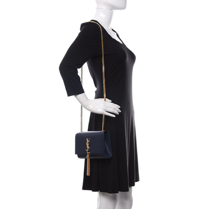Saint Laurent Calfskin Small Classic Monogram Kate Tassel Satchel Blue 2 of 9