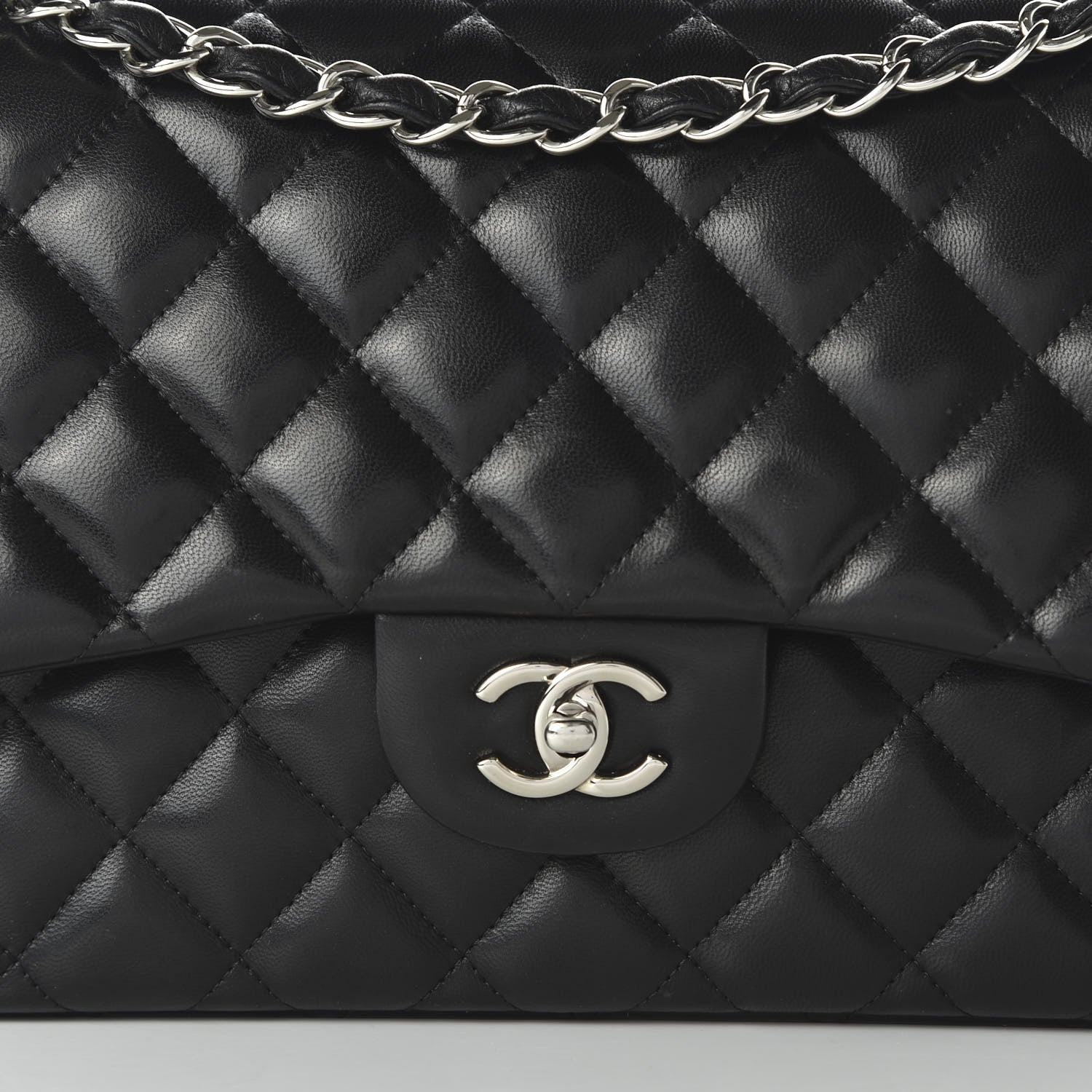 Chanel Lambskin Quilted Jumbo Double Flap Black 11 of 12