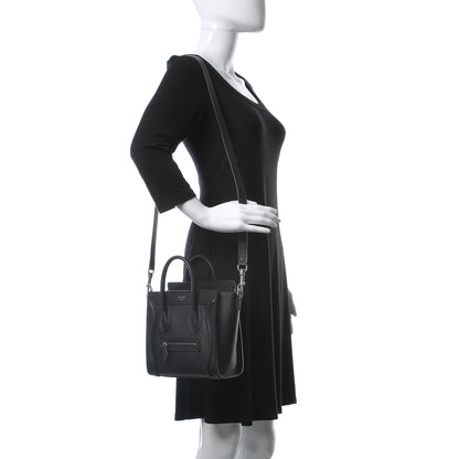 Celine Drummed Calfskin Nano Luggage Black 2 of 12