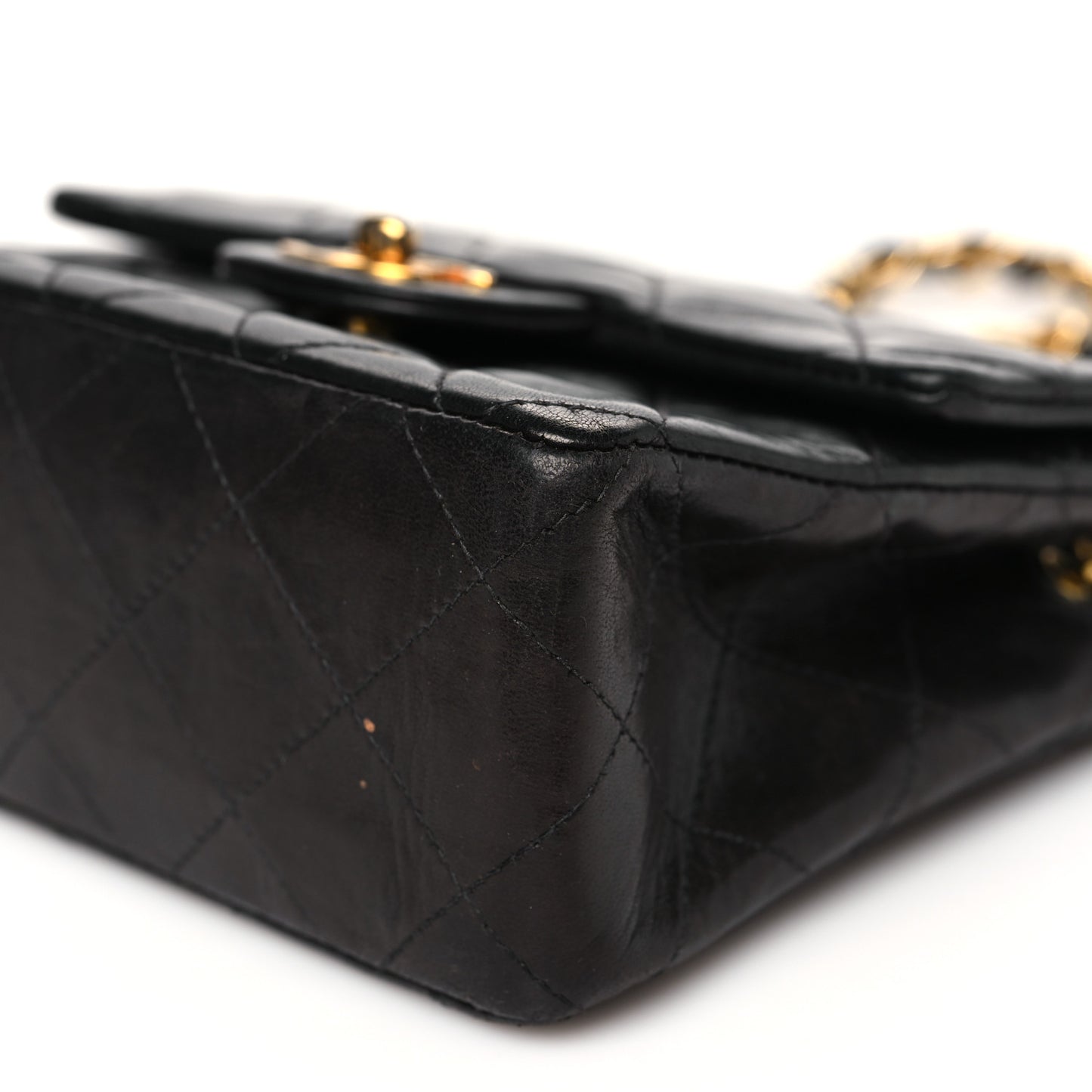 Lambskin Quilted Mini Square Flap Bag Black