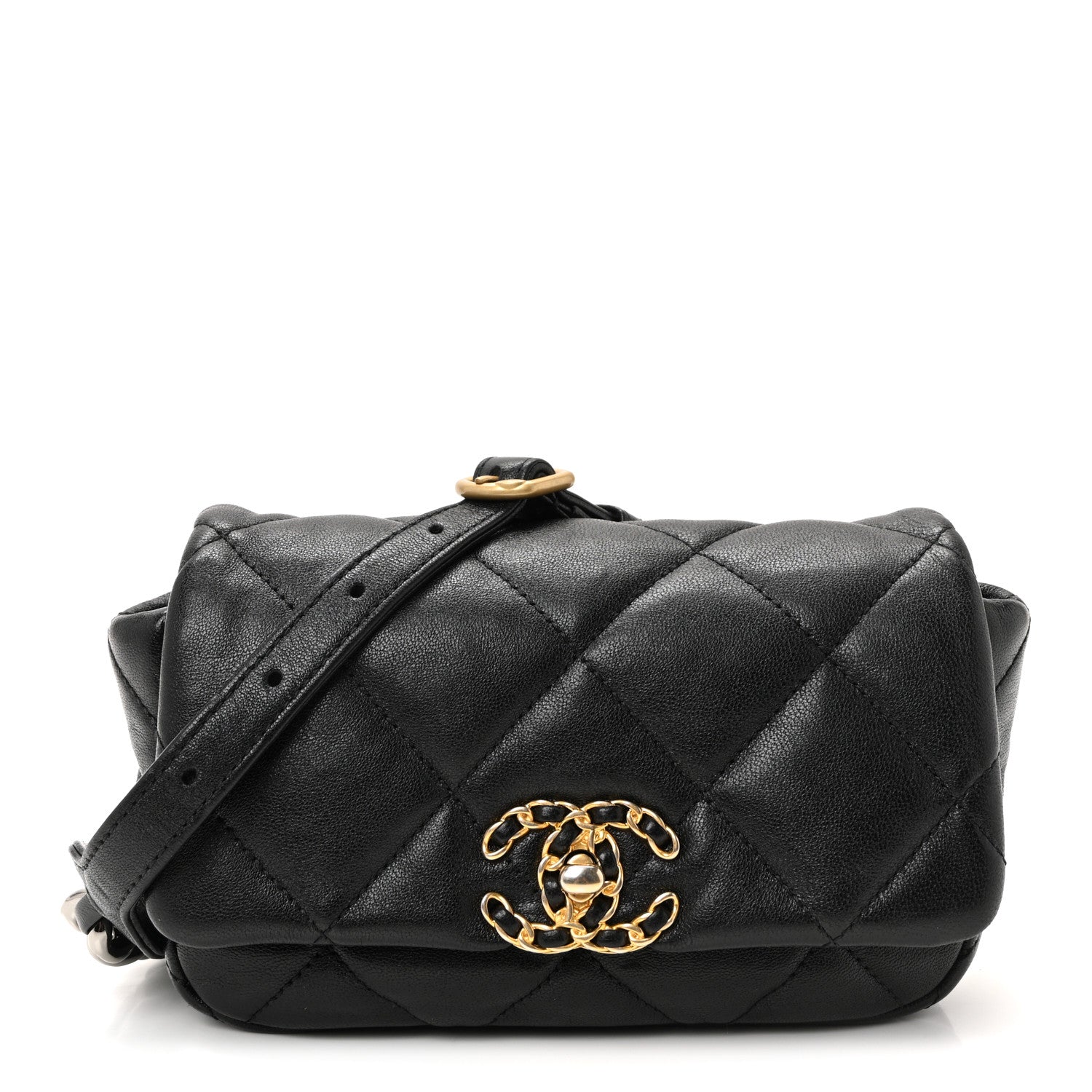 Chanel Goatskin Quilted Chanel 19 Waist Bag Black 1 of 10