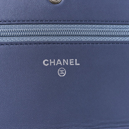 Chanel Lambskin Quilted Wallet On Chain WOC Blue 7 of 13