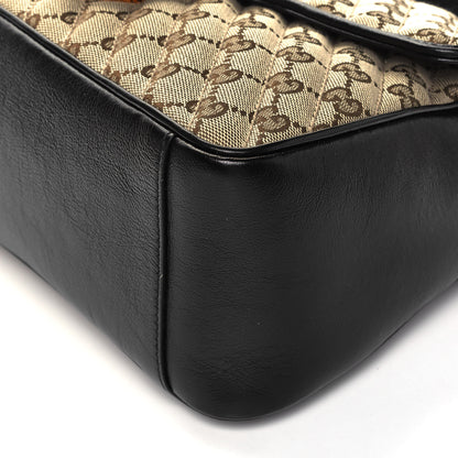 Gucci Monogram Azalea Calfskin Matelasse Diagonal Small GG Marmont Top Handle Shoulder Bag Beige Ebony Black 9 of 9