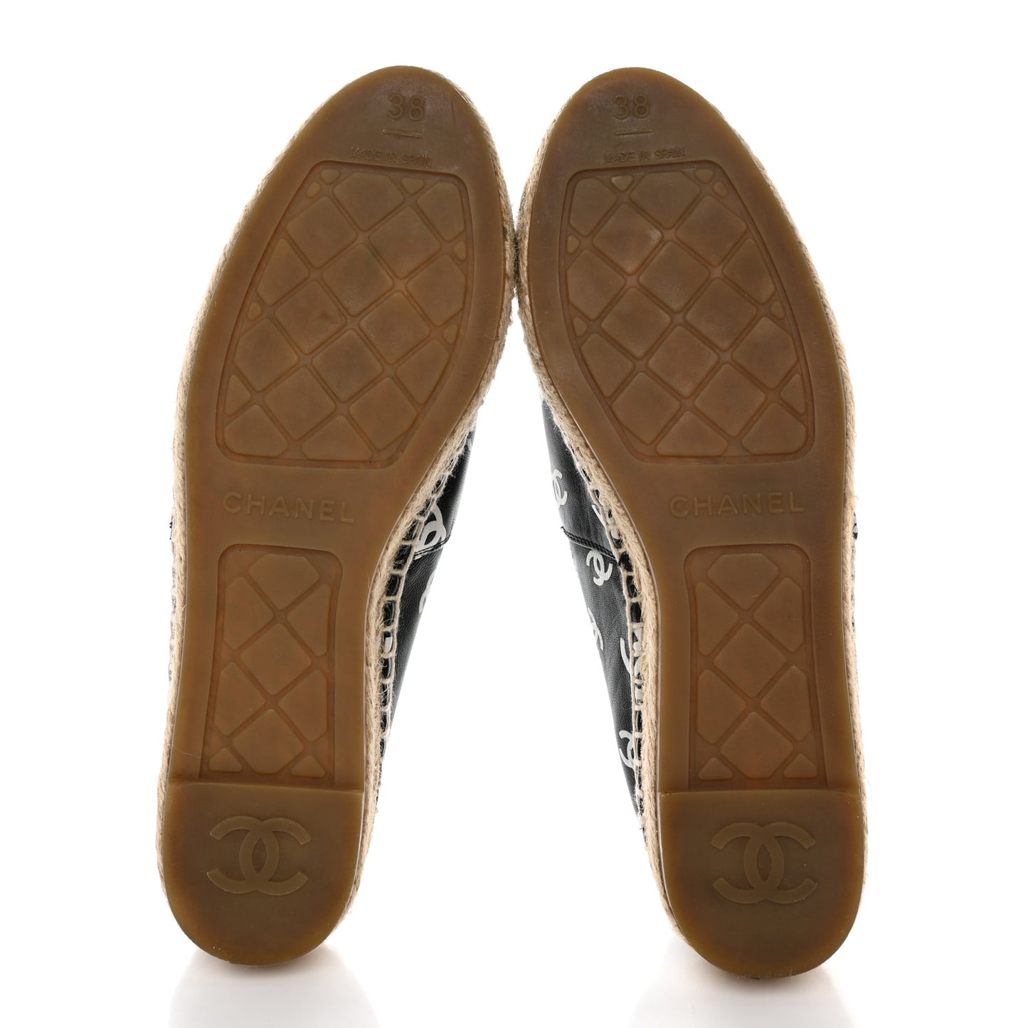 Lambskin Printed CC Espadrilles 38 Black White