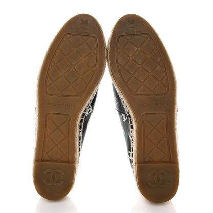 Chanel Lambskin Printed CC Espadrilles 38 Black White 5 of 11