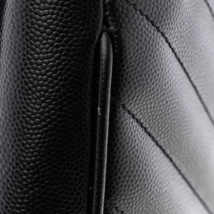 Saint Laurent Grain De Poudre Matelasse Chevron Monogram Shopping Bag Black 16 of 20