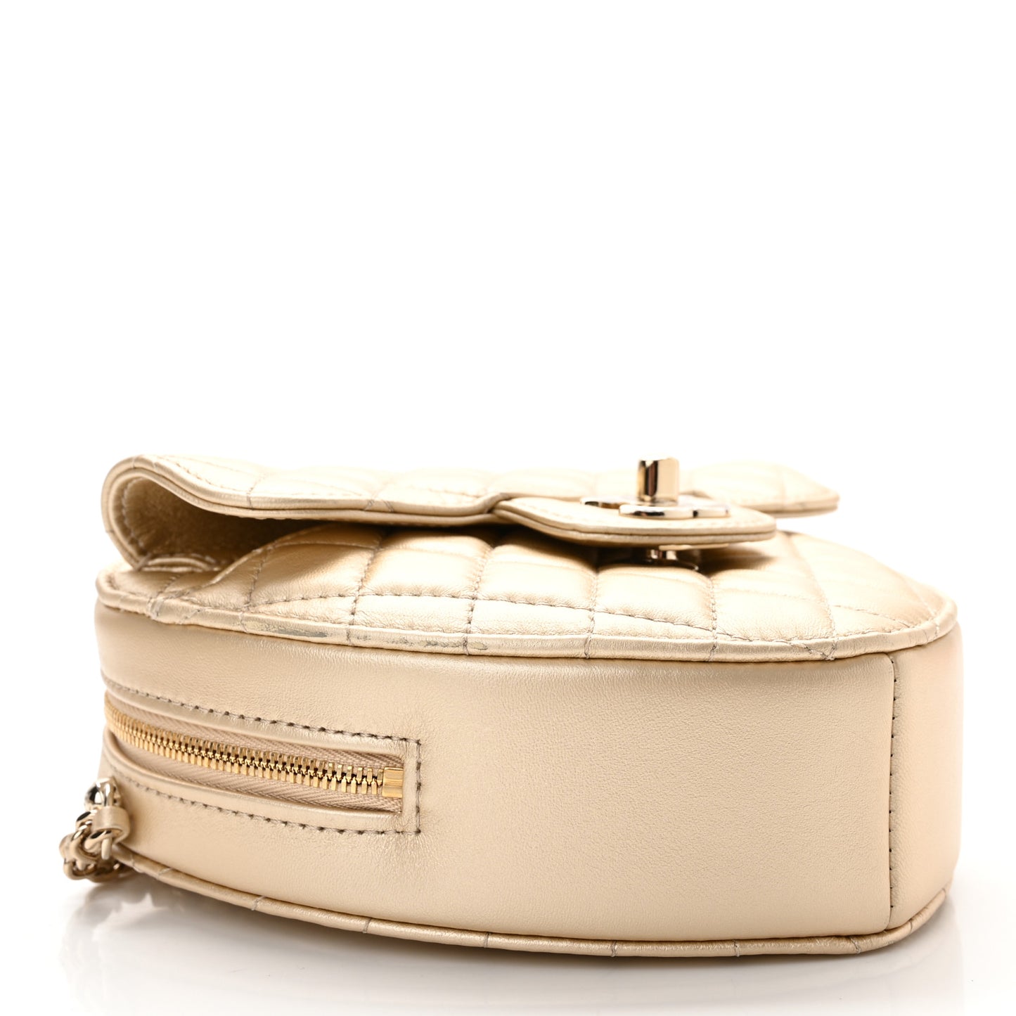 Metallic Lambskin Quilted CC In Love Heart Bag Gold