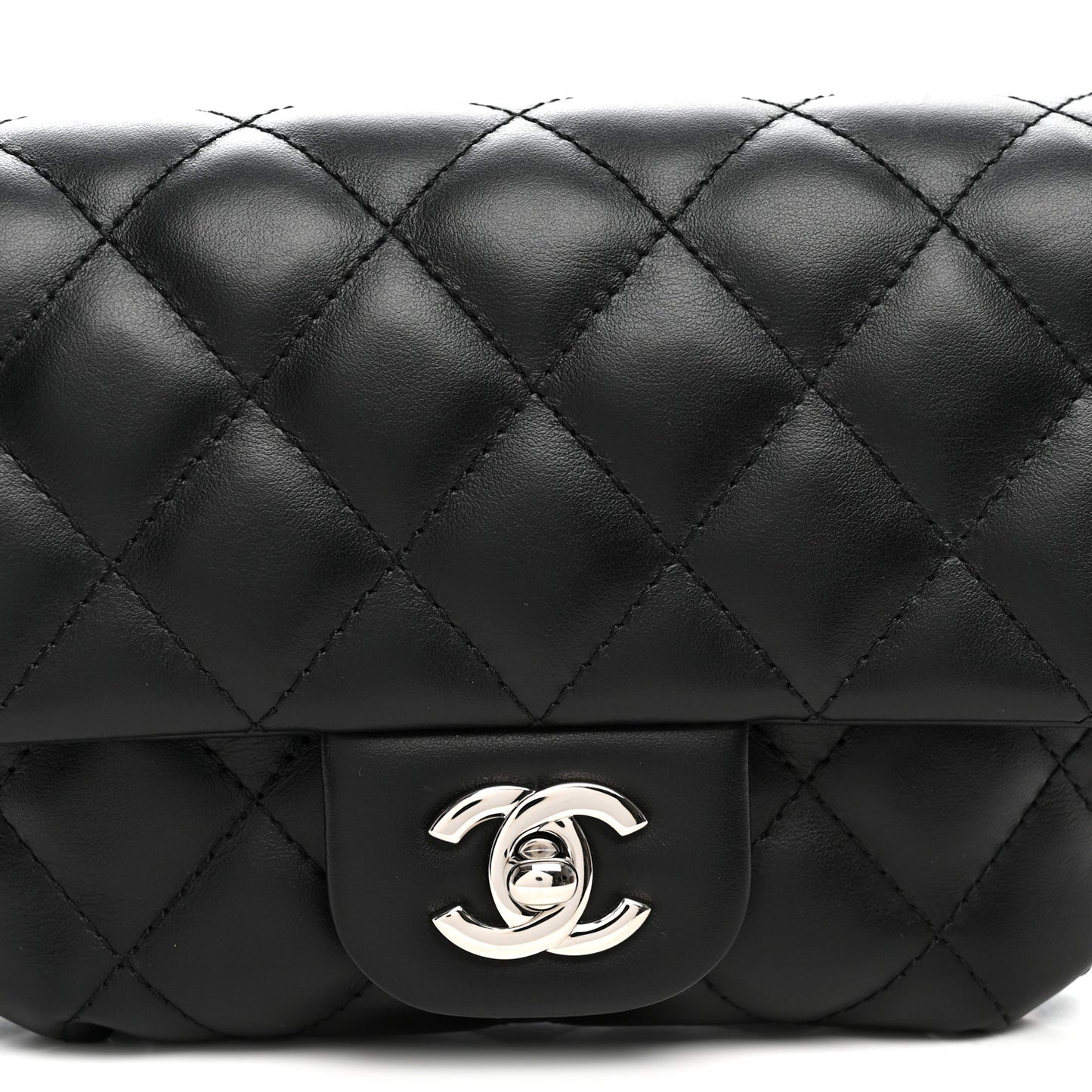 Calfskin Quilted CC Uniform Flap Belt Bag Black