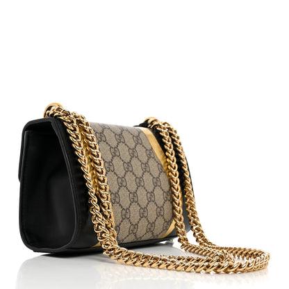 Gucci Calfskin GG Supreme Monogram Small Padlock Shoulder Bag Black Gold 2 of 12