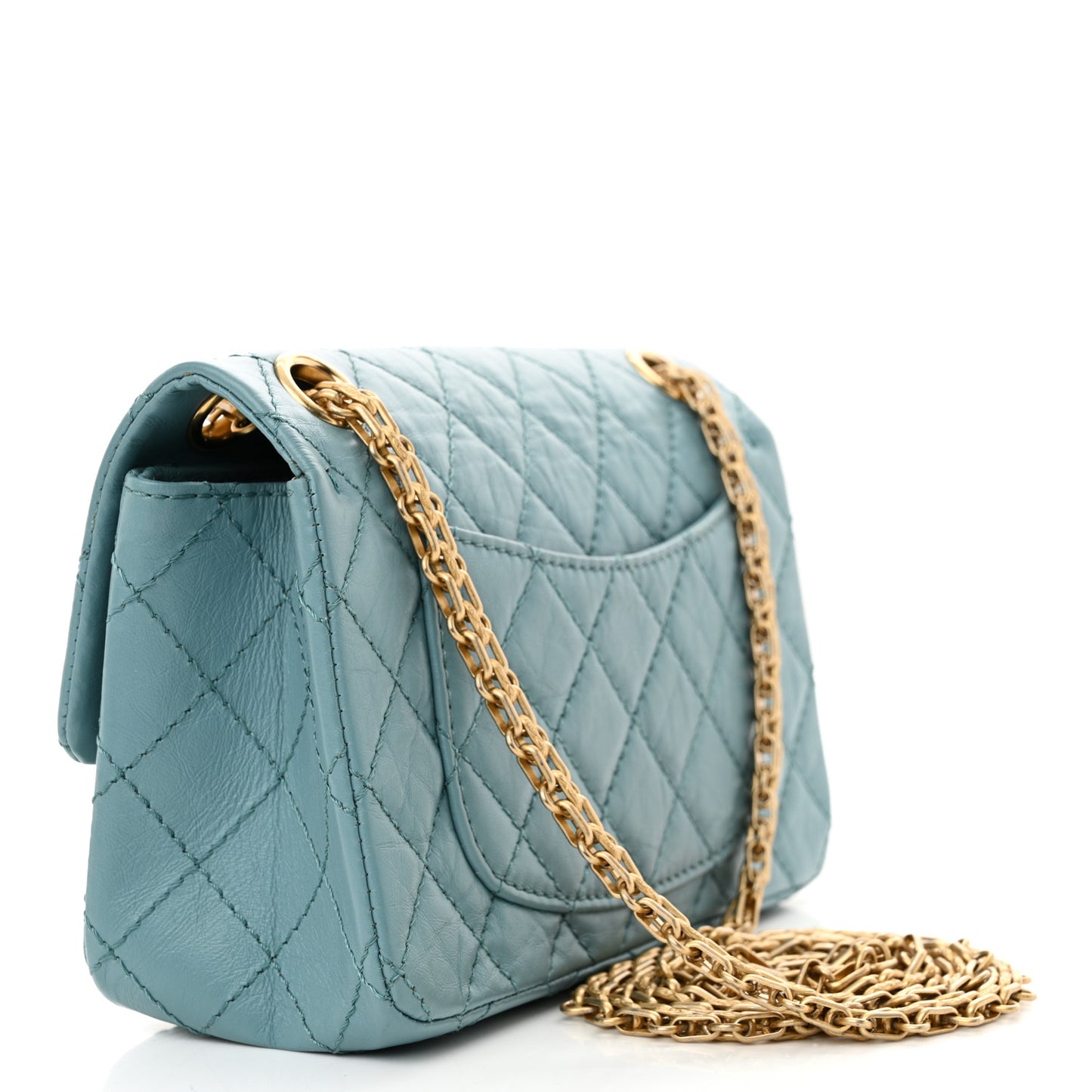 Aged Calfskin Quilted 2.55 Reissue Mini Flap Blue