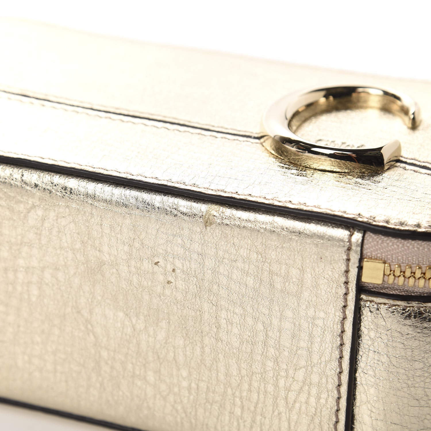 Chloe Metallic Calfskin Lambskin Mini C Vanity Bag Gold 9 of 12