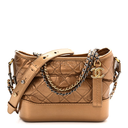 Chanel Metallic Aged Calfskin Quilted Small Gabrielle Hobo Bronze 1 of 9