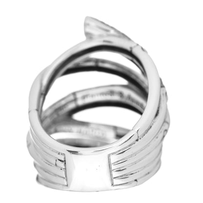 John Hardy Sterling Silver Black Sapphire Bamboo Lava Wide Wrap Ring 55 7.25 4 of 5