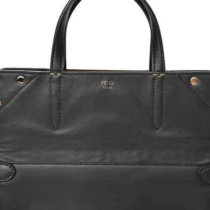 Fendi Vitello Grace Bi-Color FF 1974 Embossed Flip Tote Black Maya 10 of 12