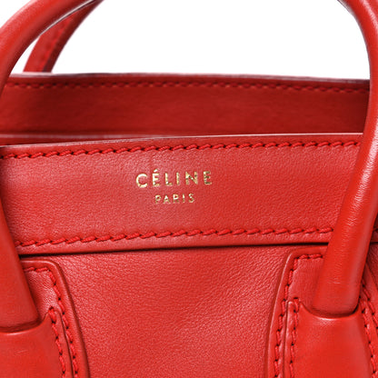 Celine Smooth Calfskin Nano Luggage Red 8 of 10