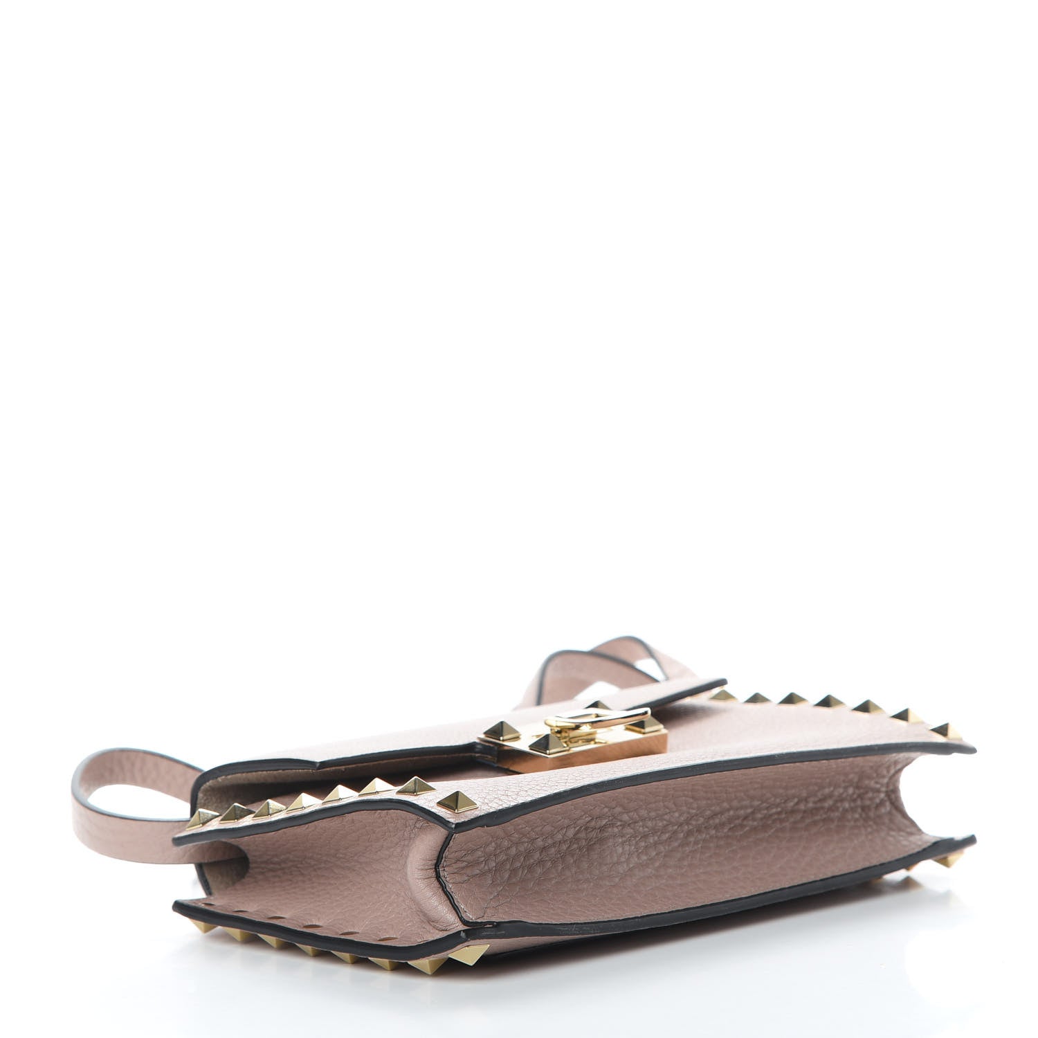Valentino Garavani Pebbled Calfskin Small Rockstud Overlay Flap Shoulder Bag Poudre 4 of 11
