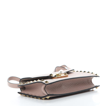 Valentino Garavani Pebbled Calfskin Small Rockstud Overlay Flap Shoulder Bag Poudre 4 of 11