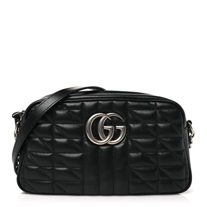 Gucci Calfskin Matelasse Aria Small GG Marmont Chain Shoulder Bag Black 1 of 11