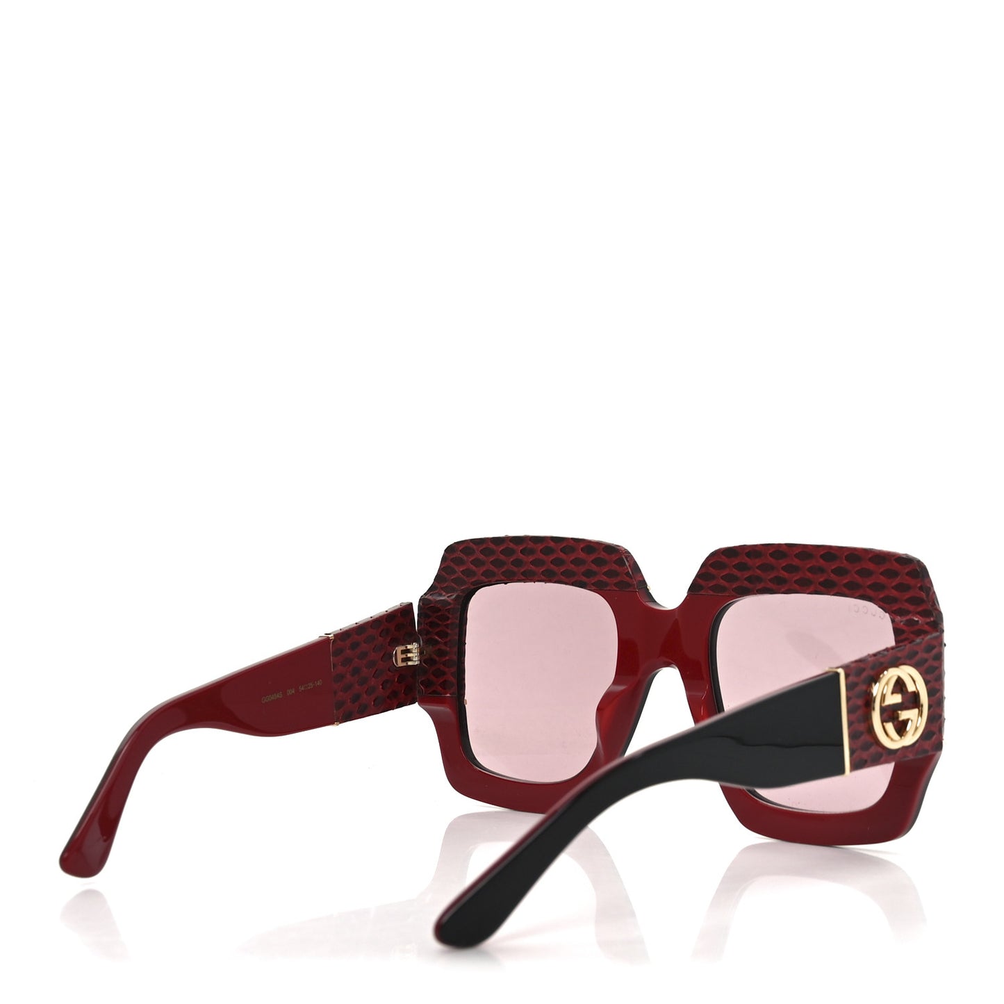 Snakeskin Acetate Square Sunglasses GG0484S Black Red