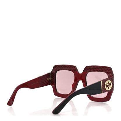 Gucci Snakeskin Acetate Square Sunglasses GG0484S Black Red 9 of 13