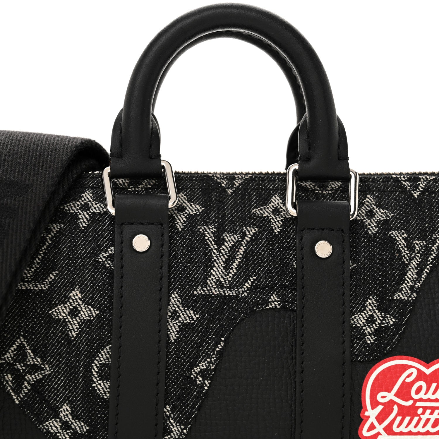 Louis Vuitton X NIGO Taurillon Monogram Denim Drip Keepall XS Black 7 of 9