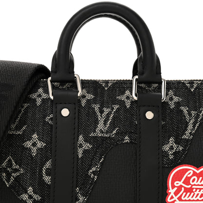 Louis Vuitton X NIGO Taurillon Monogram Denim Drip Keepall XS Black 7 of 9