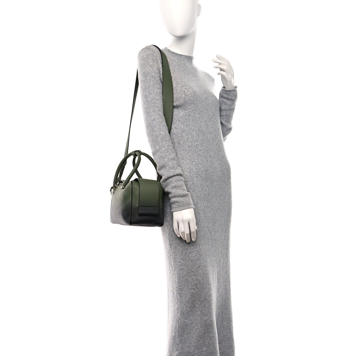 Delvaux Grained Bullskin Gradient Cool Box MM Green Black 2 of 10