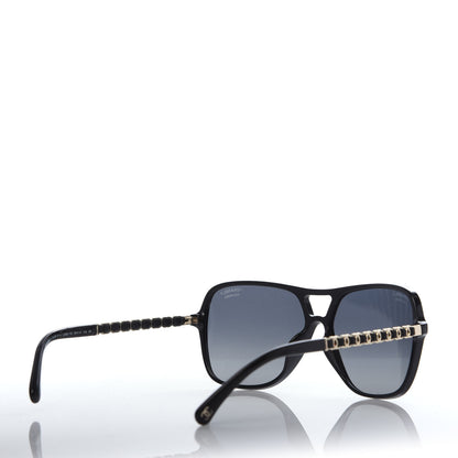 Chanel Metal Calfskin CC Chain Pilot Sunglasses 5439-Q Black 4 of 8