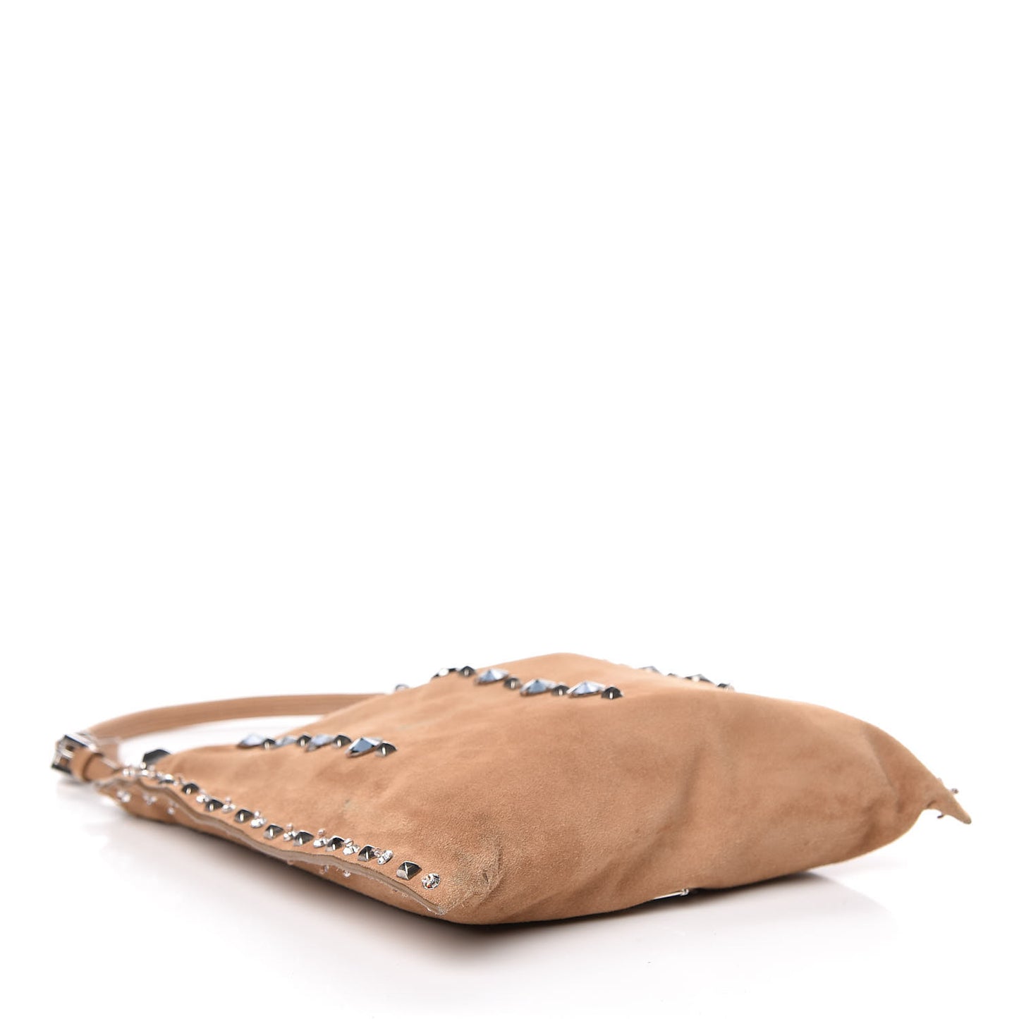 Suede Studded Crystal Bag Light Brown