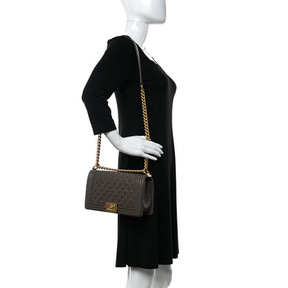 Chanel Caviar Quilted Medium Boy Flap Khaki 2 of 10