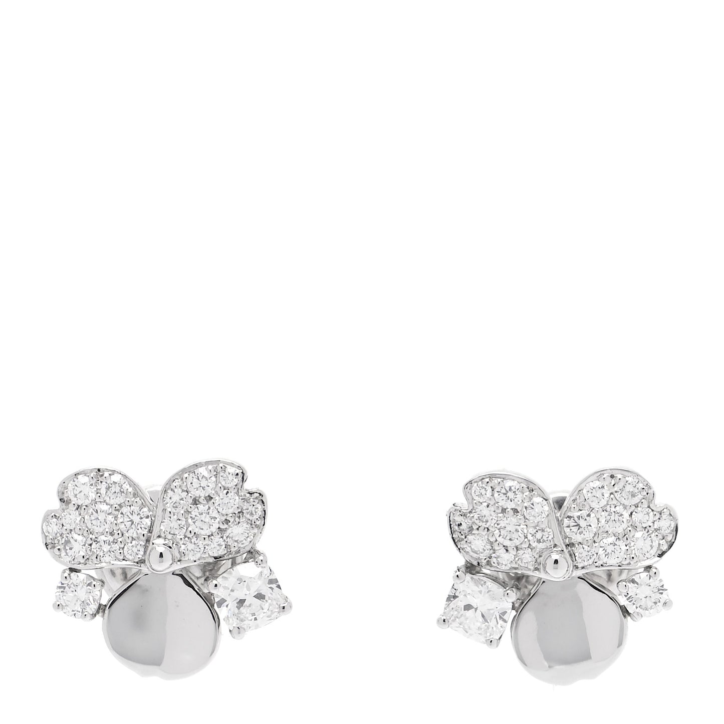 Platinum Diamond Paper Flowers Cluster Earrings