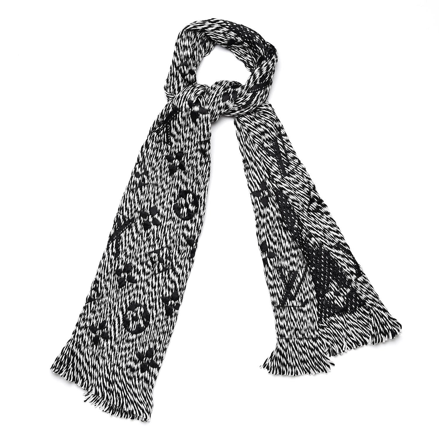 Louis Vuitton Wool Silk Logomania Mix Scarf Black 1 of 4