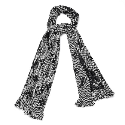 Louis Vuitton Wool Silk Logomania Mix Scarf Black 1 of 4